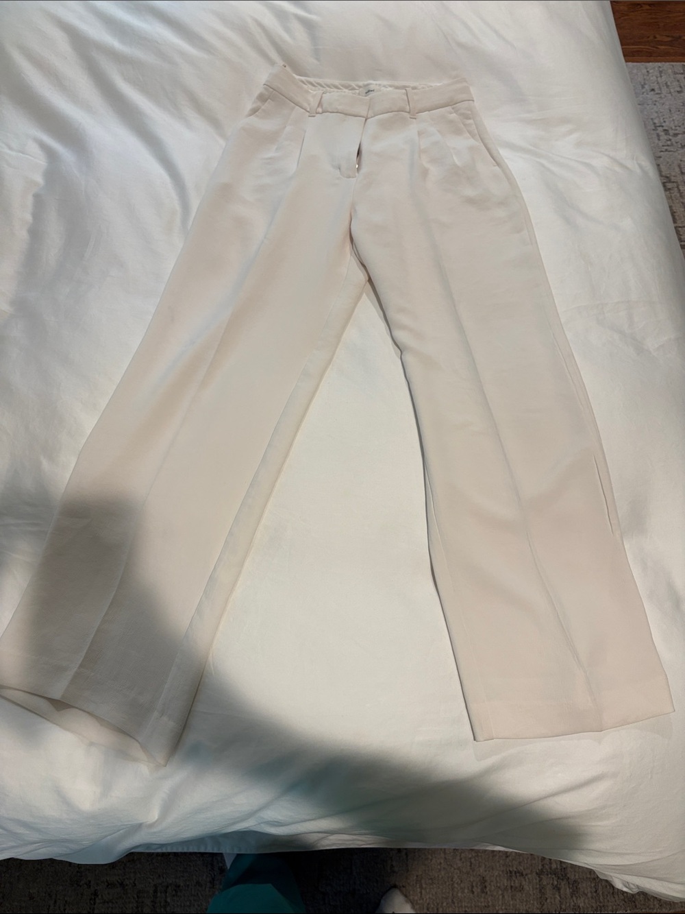 Cream Wide-Leg Dress Pants